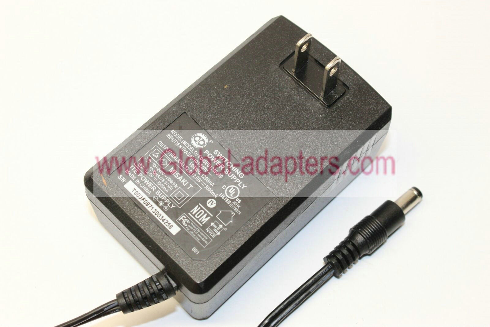 Genuine S040EU1200300 Switching Power Supply 12V 3000mA Transformer Adapter - Click Image to Close